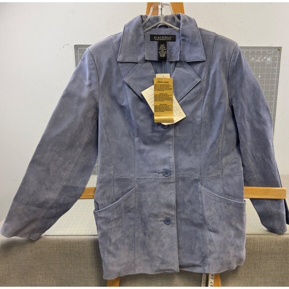 Dialogue Jackets & Blazers - Dialogue Women’s Suede Leather Blazer Jacket Periwinkle Sz. M Washable New